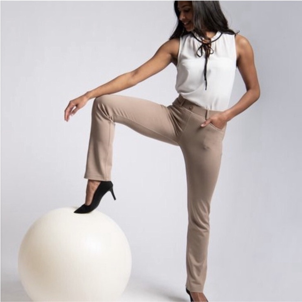 Betabrand Dress Pant Yoga Pants bootcut khaki size L